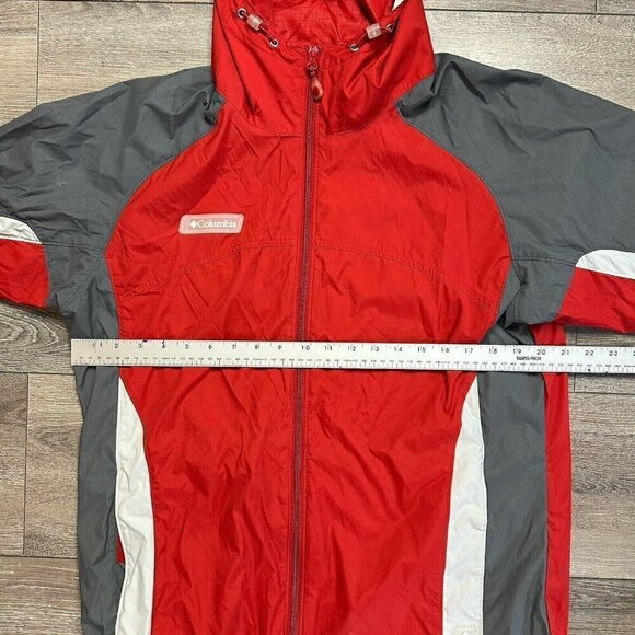 Columbia Women's size L Hooded Windbreaker Nylon Full Zip Rain Jacket Rec Gray - Picture 4 of 5
